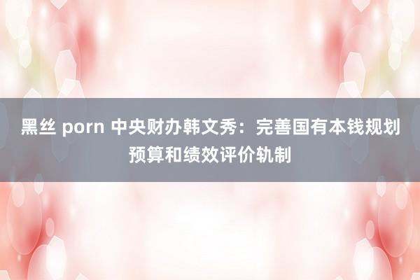 黑丝 porn 中央财办韩文秀:完善国有本钱规划预算和绩效评价轨制