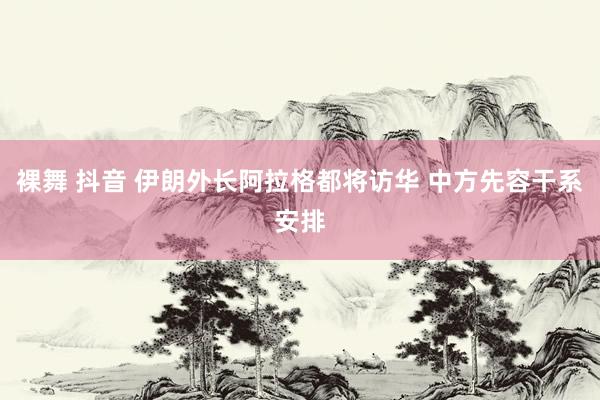 裸舞 抖音 伊朗外长阿拉格都将访华 中方先容干系安排