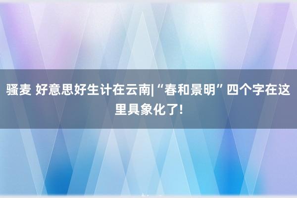 骚麦 好意思好生计在云南|“春和景明”四个字在这里具象化了!