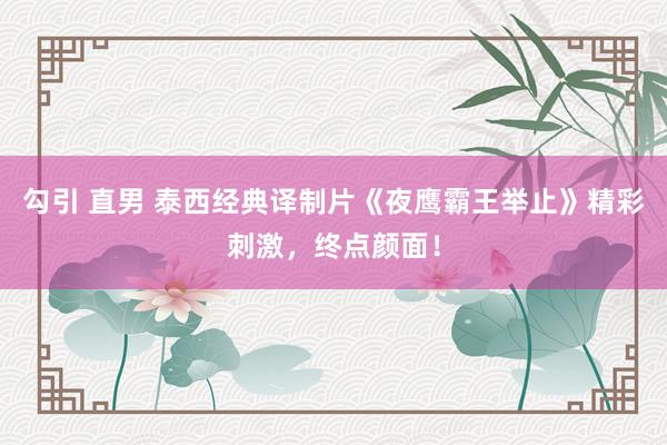 勾引 直男 泰西经典译制片《夜鹰霸王举止》精彩刺激，终点颜面！
